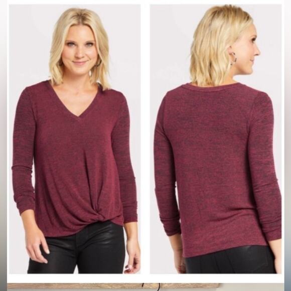 Sunday in Brooklyn womens medium anthro red marl twist long sleeve shirt marl ti - Picture 1 of 9